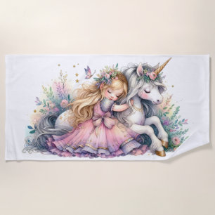 Prinzessin Einhorn Pastell Märchen Fantasy Strandtuch