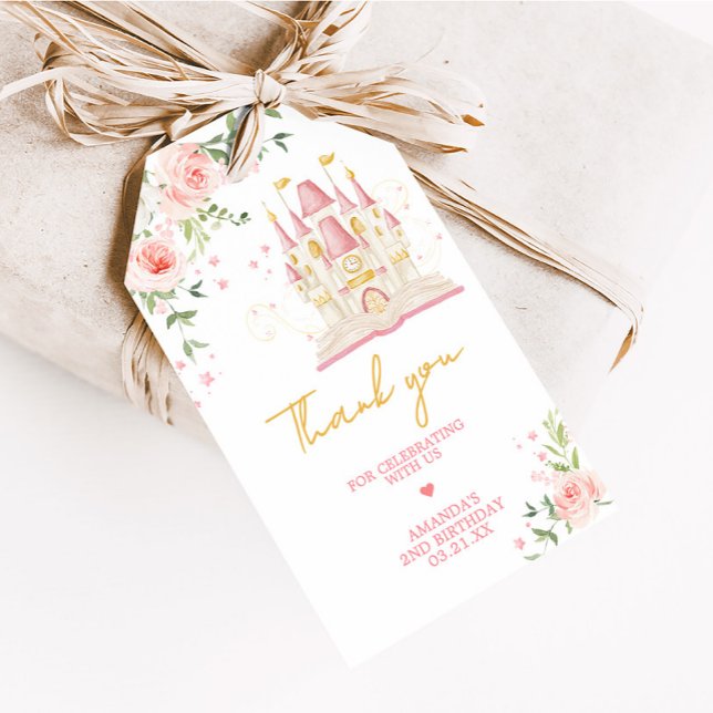 Prinzessin einmal auf Geburtstag begnadigt Tags Geschenkanhänger (Princess Castle Once Upon a Time Birthday Party Favor Tags)