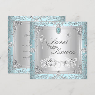 Prinzessin Elegant Diamant Blau Sweet 16 Sechzehn Einladung