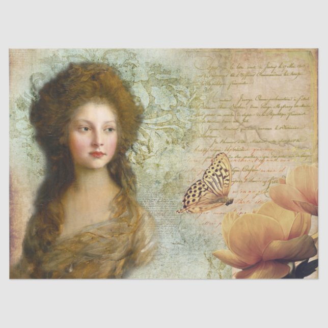 Prinzessin Elisabeth mit Blume und Schmetterling Seidenpapier (Vorderseite)