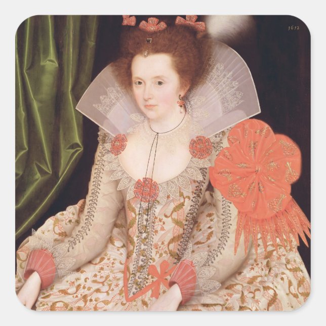 Prinzessin Elizabeth, Tochter von James I, 1612 Quadratischer Aufkleber (Vorderseite)