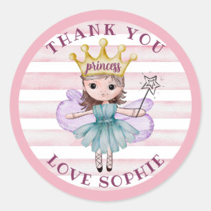 Prinzessin Fee Pink & Gold Danke-Schön-Geschenk Runder Aufkleber