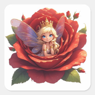 👑 Prinzessin Feenrose Aufkleber für Geburtstagsge