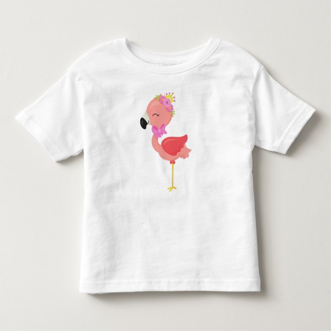 Prinzessin Flamingo, Blume, Niedlich Flamingo, Kro Kleinkind T-shirt (Vorderseite)