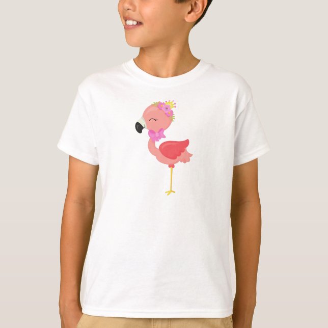 Prinzessin Flamingo, Blume, Niedlich Flamingo, Kro T-Shirt (Vorderseite)