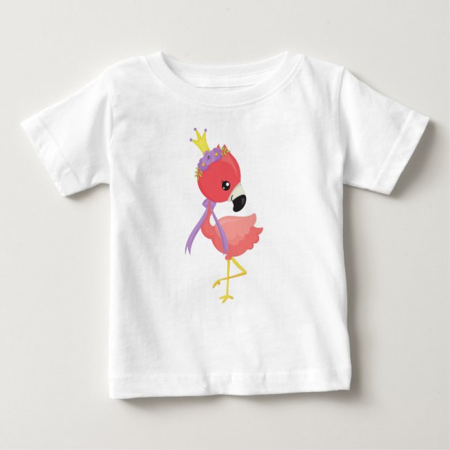 Prinzessin Flamingo, Niedlich Flamingo, Blume, Kro Baby T-shirt (Vorderseite)