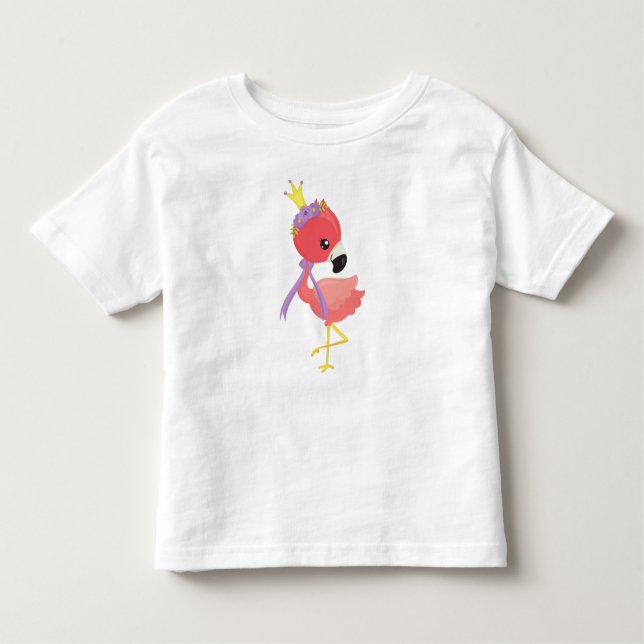 Prinzessin Flamingo, Niedlich Flamingo, Blume, Kro Kleinkind T-shirt (Vorderseite)