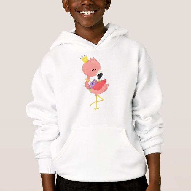 Prinzessin Flamingo, Niedlich Flamingo, Krone, Blu Hoodie (Vorderseite)