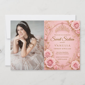Prinzessin Foto rosa Sweet 16 Einladung