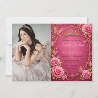 Prinzessin Foto rosa Sweet 16 Einladung