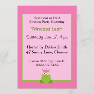 Prinzessin Frog zum Geburtstag Einladung. Einladung
