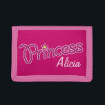 Prinzessin fügen Sie Ihren eigenen Namen Mädchen K Tri-fold Geldbeutel<br><div class="desc">Niedliche rosa und lila grafische Mädchen Prinzessin Slogan Name Handtasche. Lest Princess Alicia oder passt sich den kurzen Namen Ihrer Wahl an. Entworfen von Sarah Trett.</div>