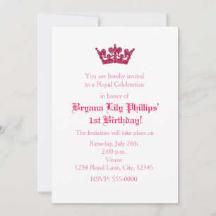 Prinzessin Geburtstagseinladung mit rosa Glitter-K Einladung