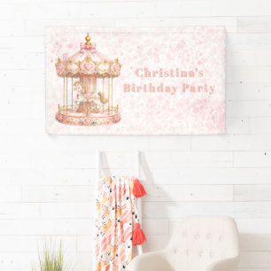 Prinzessin Geburtstagsfeier mit rosa Karussell Banner