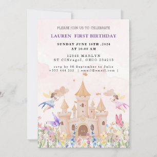 Prinzessin Geburtstagsfeier Pink Fairytale Einladung
