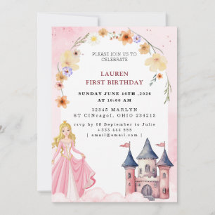 Prinzessin Geburtstagsfeier Pink Fairytale Einladung