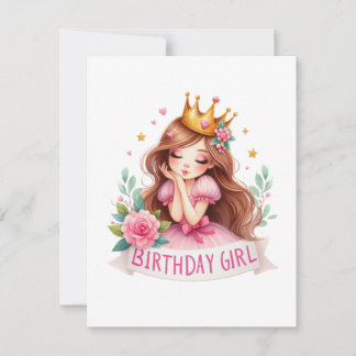 Prinzessin Geburtstagsmädchen Krone Einladung
