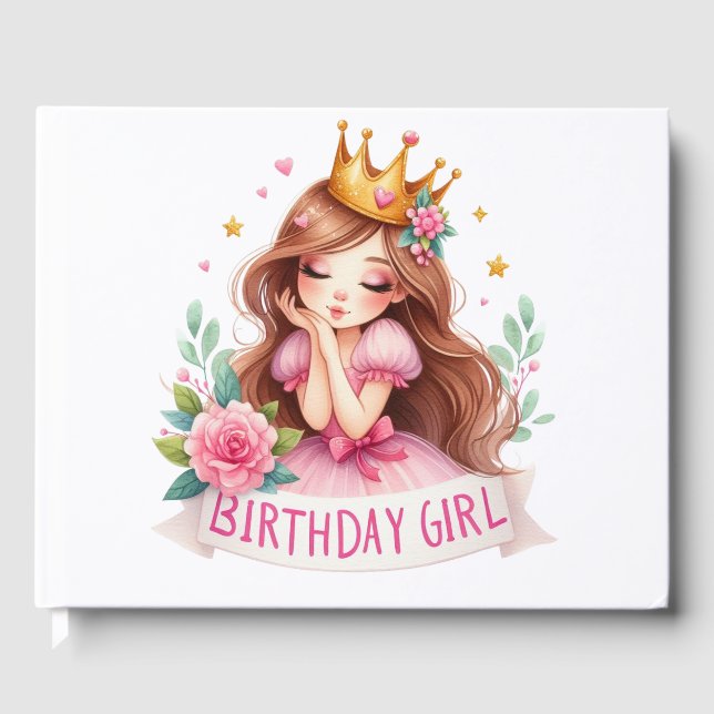 Prinzessin Geburtstagsmädchen Krone Gästebuch (Vorderseite)