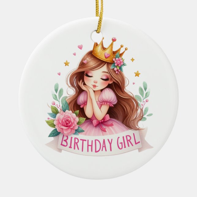 Prinzessin Geburtstagsmädchen Krone Keramik Ornament (Vorne)