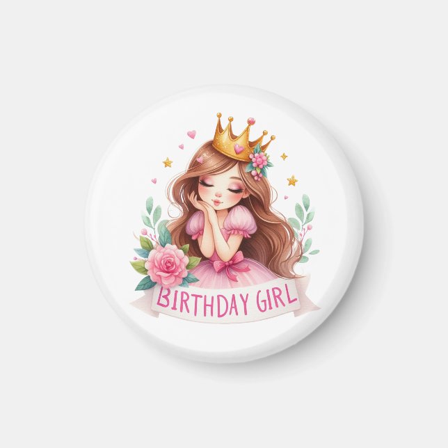 Prinzessin Geburtstagsmädchen Krone Magnet (Vorne)