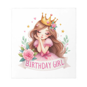 Prinzessin Geburtstagsmädchen Krone Notizblock