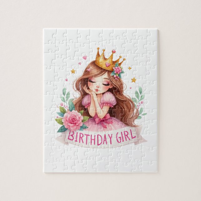 Prinzessin Geburtstagsmädchen Krone Puzzle (Vertikal)