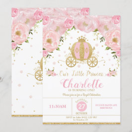 Prinzessin Geburtstagsparty Carriage Rosa Floral Einladung