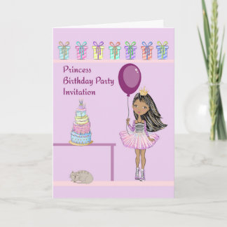 Prinzessin Geburtstagsparty Einladung dunkelhäutig