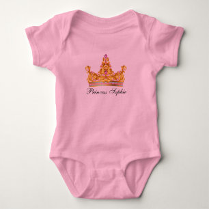 Prinzessin Gold Tiara Rosa Baby Mädchen Tutu Bodys Strampler