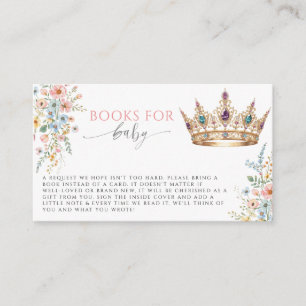Prinzessin Goldkrone Florale Bücher für Baby Showe Begleitkarte