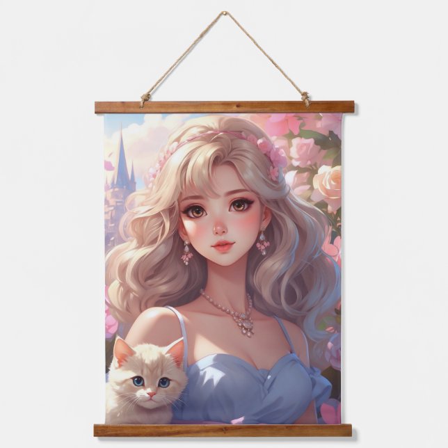 Prinzessin-Holz-Topped-Wandteppiche Wandteppich Mit Holzrahmen (Vorderseite)