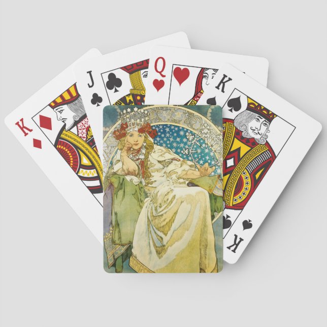Prinzessin Hyacinth Art Nouveau Alphonse-Mucha Spielkarten (Rückseite)