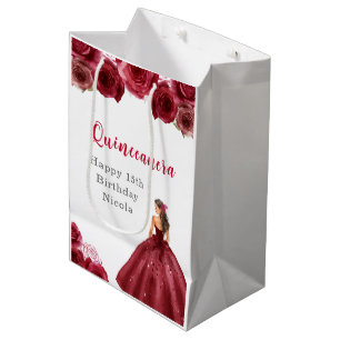 Prinzessin im Roten Kleid Quinceanera Mittlere Geschenktüte