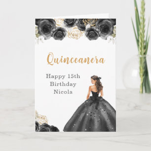 Prinzessin in Black Dress Sweet Quinceanera Karte