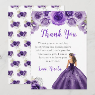 Prinzessin in einem Lila Kleid Quinceanera Vielen Dankeskarte