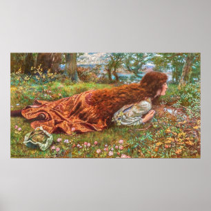 Prinzessin in einem Wald zwischen Blumen im Sommer Poster