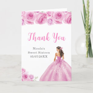 Prinzessin in rosa Kleid 16 . Geburtstag Vielen Da Dankeskarte