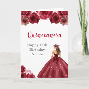 Prinzessin in Rotkleid Sweet Quinceanera Karte