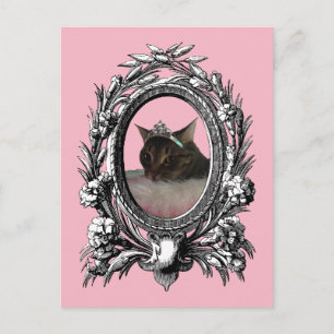 Prinzessin Katze Vintage Rahmen Rosa Hintergrund Postkarte