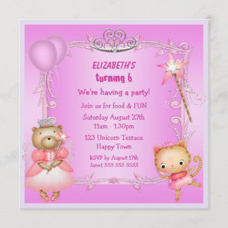Prinzessin Kitty & Princess Bear Pink lädt ein Einladung