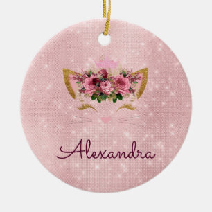 Prinzessin Kitty Rose Gold - erröten Rosa Keramik Ornament