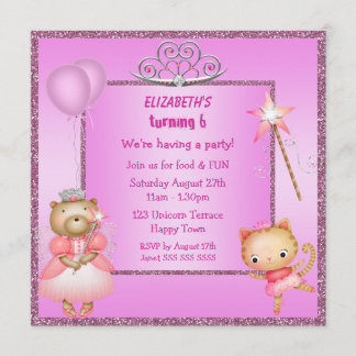 Prinzessin Kitty u. Bär, Tiara u. Glitzer lädt ein Einladung