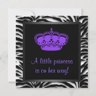 Prinzessin Krone Lila Zebra Baby Shower Einladung