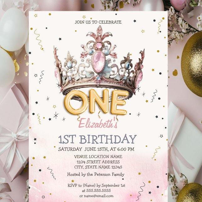 Prinzessin Krone Märchen 1. Geburtstag Einladung (Von Creator hochgeladen)