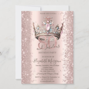 Prinzessin Krone Roségold Glitzer Diamanten 80er Einladung