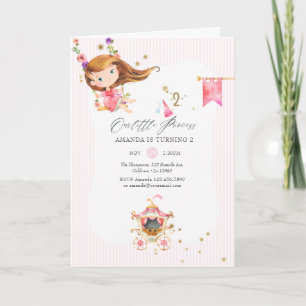 Prinzessin Mädchen 2. Geburtstagsfeier in Rosa und Einladung