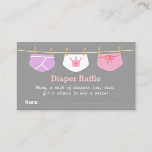 Prinzessin Mädchen Baby Shower, Windel-Raffle-Tick Begleitkarte