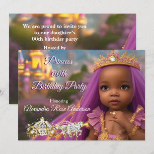 Prinzessin Mädchen Geburtstagsfeier Diadem lila et Einladung