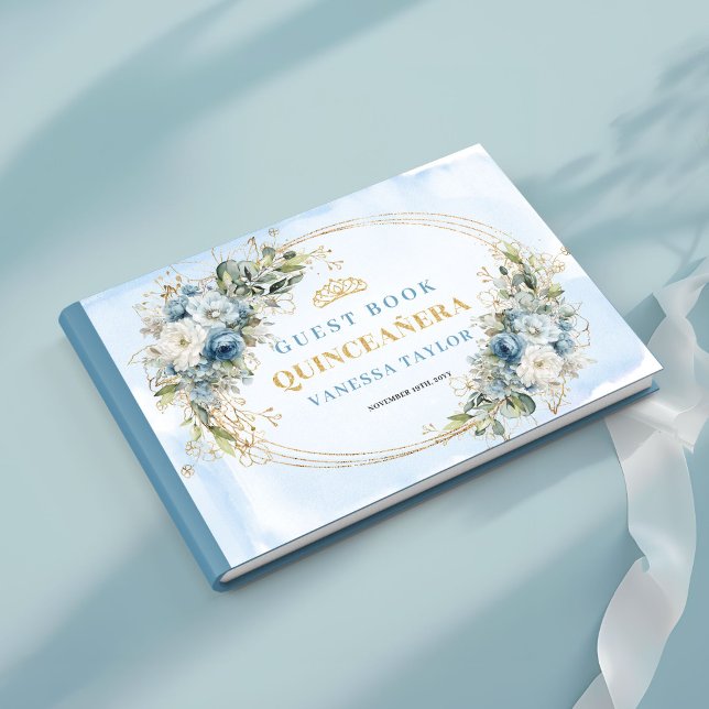 Prinzessin Mis Quince Gästebuch mit Boho-Grün (Princess Mis Quince Guest Book with Boho Greenery)