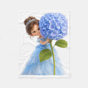 Prinzessin mit blauem Hortensien-Decke Fleecedecke
